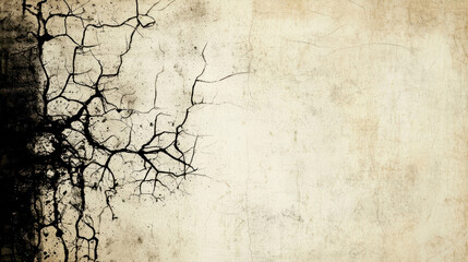 Obraz premium Old paper texture with black cracks giving weathered organic feel. Vintage worn background
