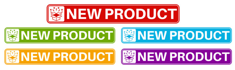 set vector colourful trendy new product icon. New arrival product sign labels template design illustration
