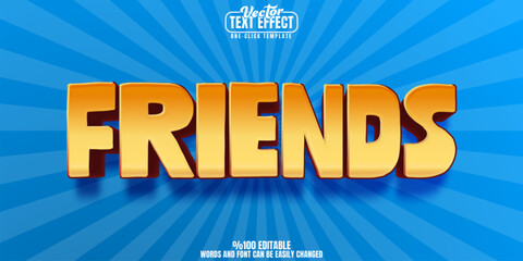 Cartoon editable text effect, customizable friend and cute 3d font style