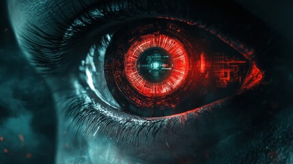 A Close-Up of a Human Eye with a Digital Interface