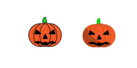 Set pumpkin on white background. The main symbol of the Happy Halloween holiday. Orange pumpkin with smile for your design