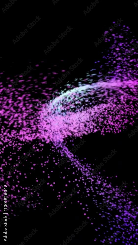 Poster chaotic movements of colored dots on a black background. animation. abstract animation of moving poi
