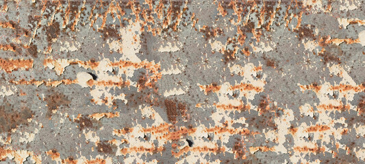 Rust on the iron door for the background. old peeling paint on rusty gates.
