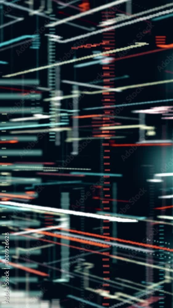 Poster abstract technological animation with constantly building chart appearing on the dark background. an