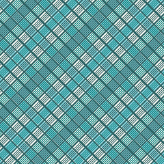 Colorful playful checkered background seamless pattern in modern shades of teal. Vector illustration, surface design perfect for textiles, home interior themed fabrics, stationery, packaging, home and
