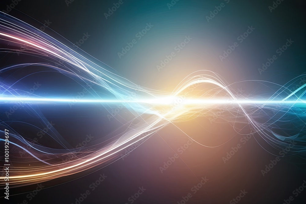 Poster dynamic light waves and abstract energy flow background for visual effects