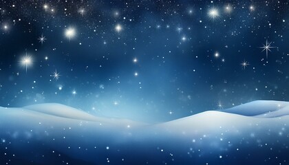 Naklejka premium 雪が舞うナイトスカイと輝く星々の背景Night sky with falling snow and shining stars background