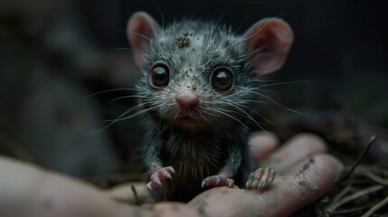 Close Up Portrait of a Cute Little Mouse