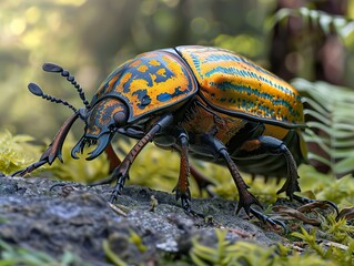 Naklejka premium Vibrant Metallic Beetle Close Up - Nature Photography