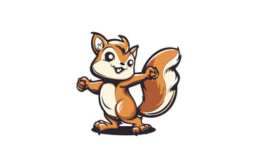 Squirrel logo cute style icon design template vector illustration