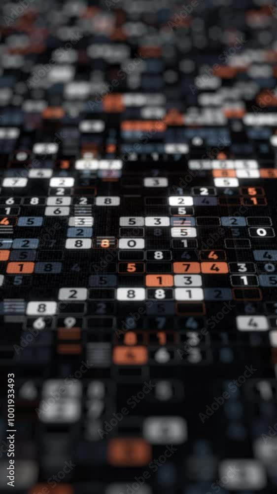 Aufkleber abstract animation with plenty of digits changing their values on the black background. animation. d