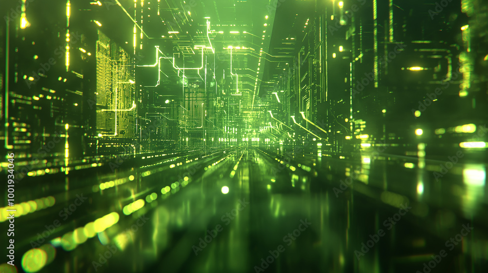 Poster futuristic cyber tech background with floating holographic data interfaces, transparent digital laye