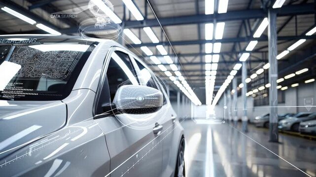 Augmented reality functionality of the car. Animated infographics overlay