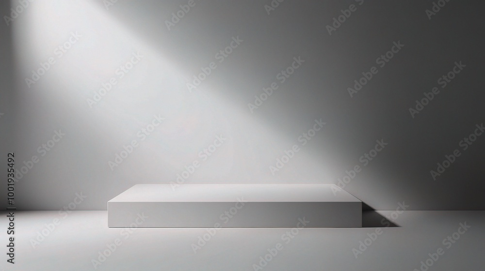 Poster minimalist display platform under soft light