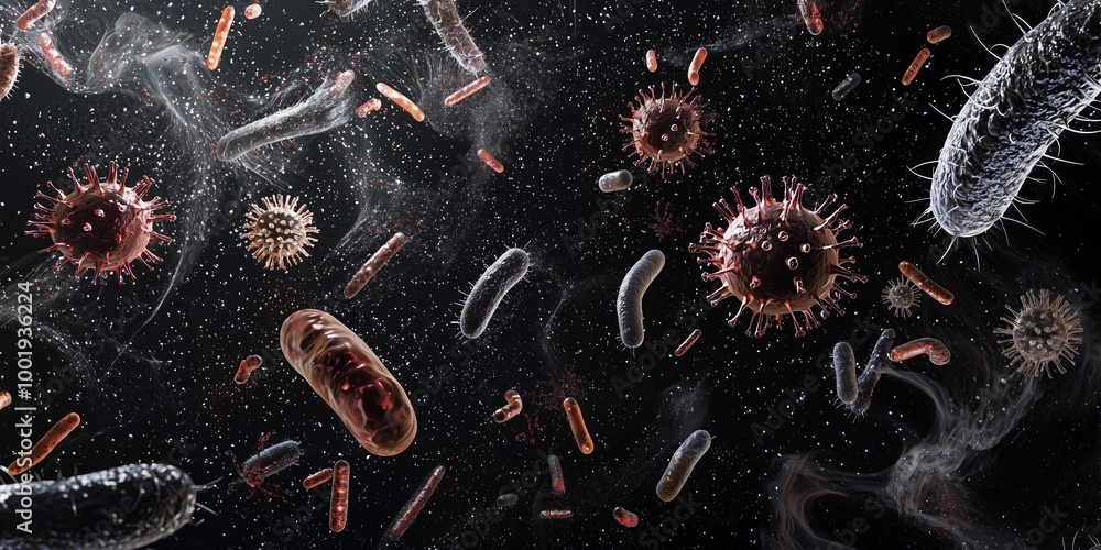 Poster detailed rendering of pathogenic cells in space