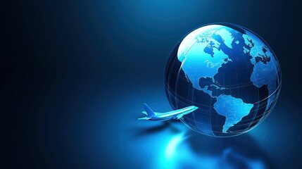 Fototapeta premium A globe with an airplane, symbolizing global travel and connectivity.