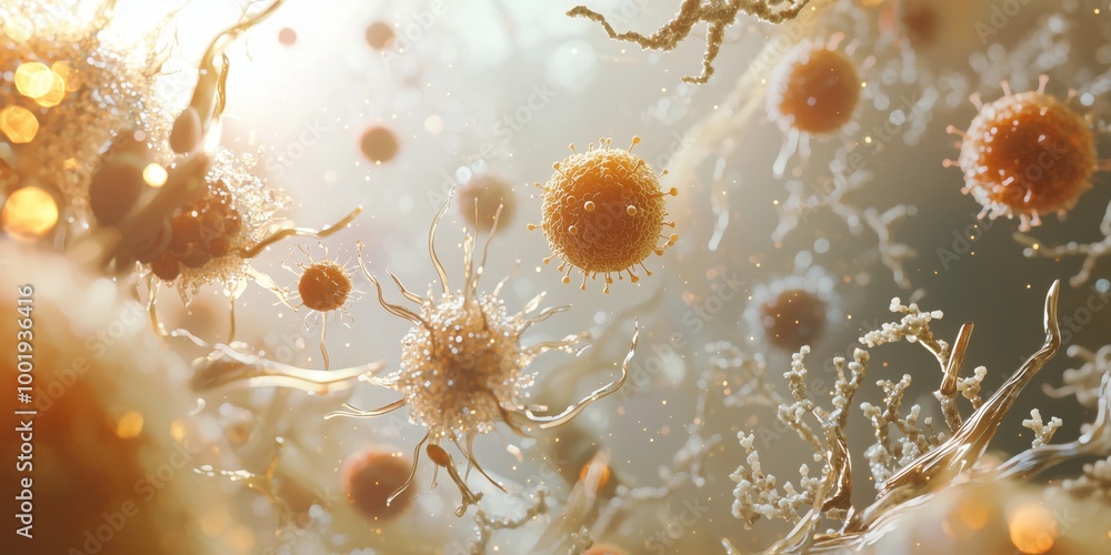 Aufkleber 3d scene of cluster of microorganisms and pathogens