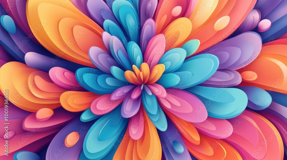 Poster dive into this vibrant computergenerated abstract fractal, featuring a colorful mandala light patter