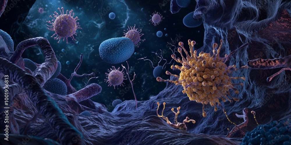 Aufkleber artistic 3d rendering of pathogenic cells in environment