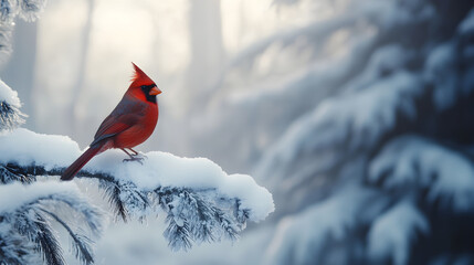red cardinal in snow