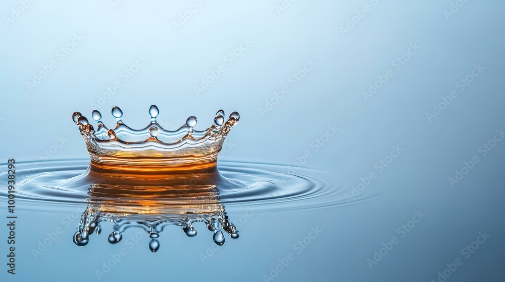 Canvas Prints A stunning highspeed shot shows a droplet forming a crown as it hits calm water, all set against a soft backdrop.