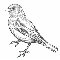 Fototapeta premium Line Art of a Canary on a Clean Background