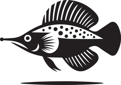 recommend clip art: Archerfish silhouette vector icon black and white