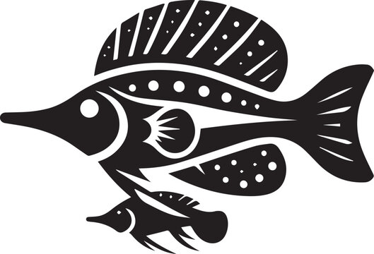 recommend clip art: Archerfish silhouette vector icon black and white