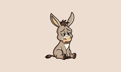 Fototapeta premium Sad donkey sitting down with a gloomy expression.
