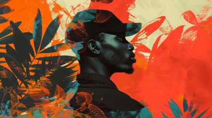 Vibrant Portrait with Creative Background Elements