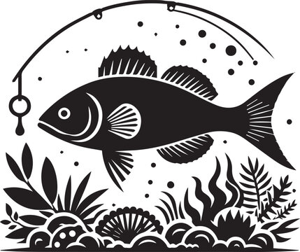 recommend clip art: Archerfish silhouette vector icon black and white