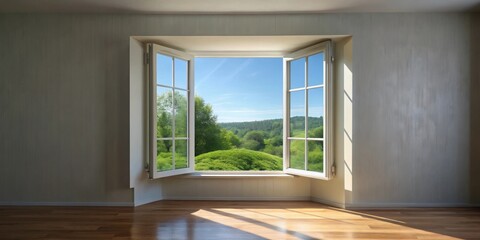 Fototapeta premium Window tilted open in a room , architecture, interior, design, home, ventilation, sunlight, fresh air, indoor, decoration, vintage, retro