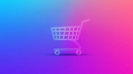 Shopping cart icon with a simple flat design 
