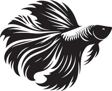 recommend clip art: Betta silhouette vector black and white