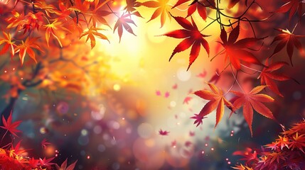 Gorgeous Autumn Red Maple Leaf Forest Background Picture: A Captivating Seasonal Display. Admire the Beauty and Tranquility.