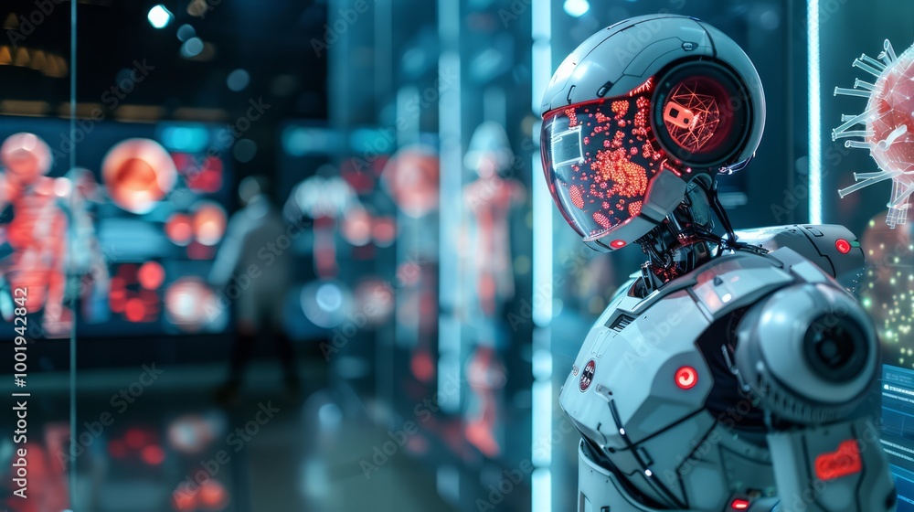Poster futuristic robot displaying intricate digital art