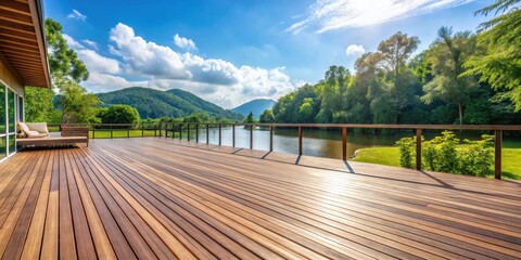 Relaxing area on a wooden deck and terrace , relaxation, outdoor, cozy, seating, hammock, tranquil, peaceful, natural