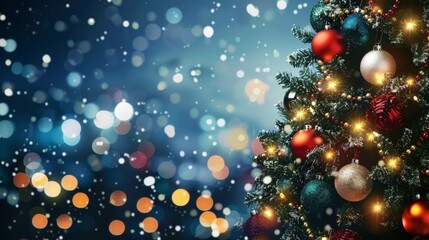 Decorated Christmas Tree with Festive Lights and Ornaments