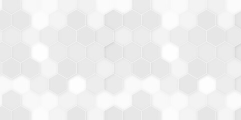 Futuristic abstract honeycomb mosaic white background. geometric mesh cell texture. Seamless pattern with hexagons.