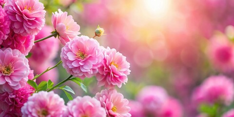 Fototapeta premium Beautiful pink flowers in full bloom , floral, blossoms, pink, garden, botanical, delicate, petals, nature, colorful, vibrant