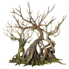 3D render of wildwood trees isolated illustration