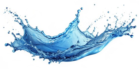 Obraz premium render of blue water splash isolated on white background, water, splash,clear, blue,render,liquid, fluid