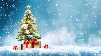 Christmas Tree in Snowy Landscape