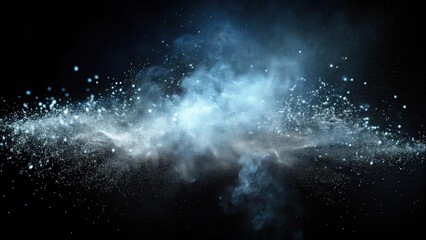 Fototapeta premium Real dust particles in air with back light over black background, dust, particles, air, back light, black background