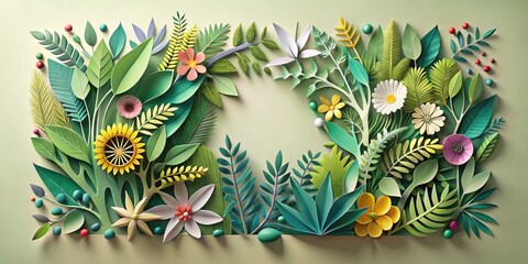 Obraz premium Wild Botanic Abstract paper-cutting art style , pattern, abstract, composition, botanical, wild, paper cutting, artwork