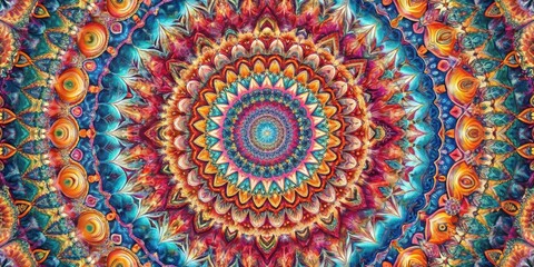 Obraz premium Colorful kaleidoscope mandala background with intricate geometric patterns , mandala, colorful, vibrant, kaleidoscope