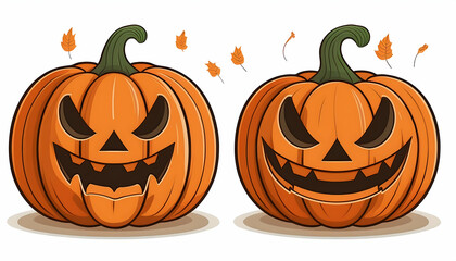Halloween Pumpkin Set with Spooky Faces and Autumn Vibes