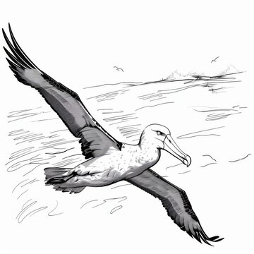 recommend clip art: Albatross in Flight Artistic Illustration