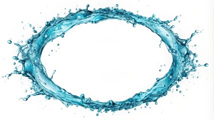 Round frame of water splashing with aqua color, isolated liquid splash, water, splash, round, frame,aqua, isolated, liquid