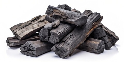 Natural wood charcoal isolated on white background, charcoal, wood, natural, isolated, white background, barbecue, grilling